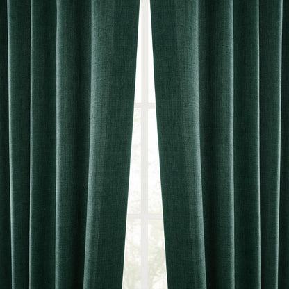 Exclusive Fabrics Italian Faux Linen Room Darkening Curtains for Bedroom & Living Room Curtains - Single Panel Window Curtains