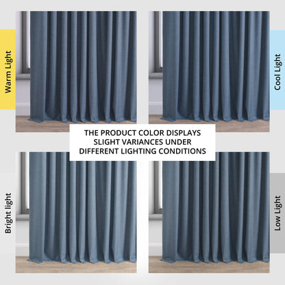 Exclusive Fabrics Extra Wide Performance Linen Blackout Curtains (1 Panel) Thermal Insulated Window Curtains