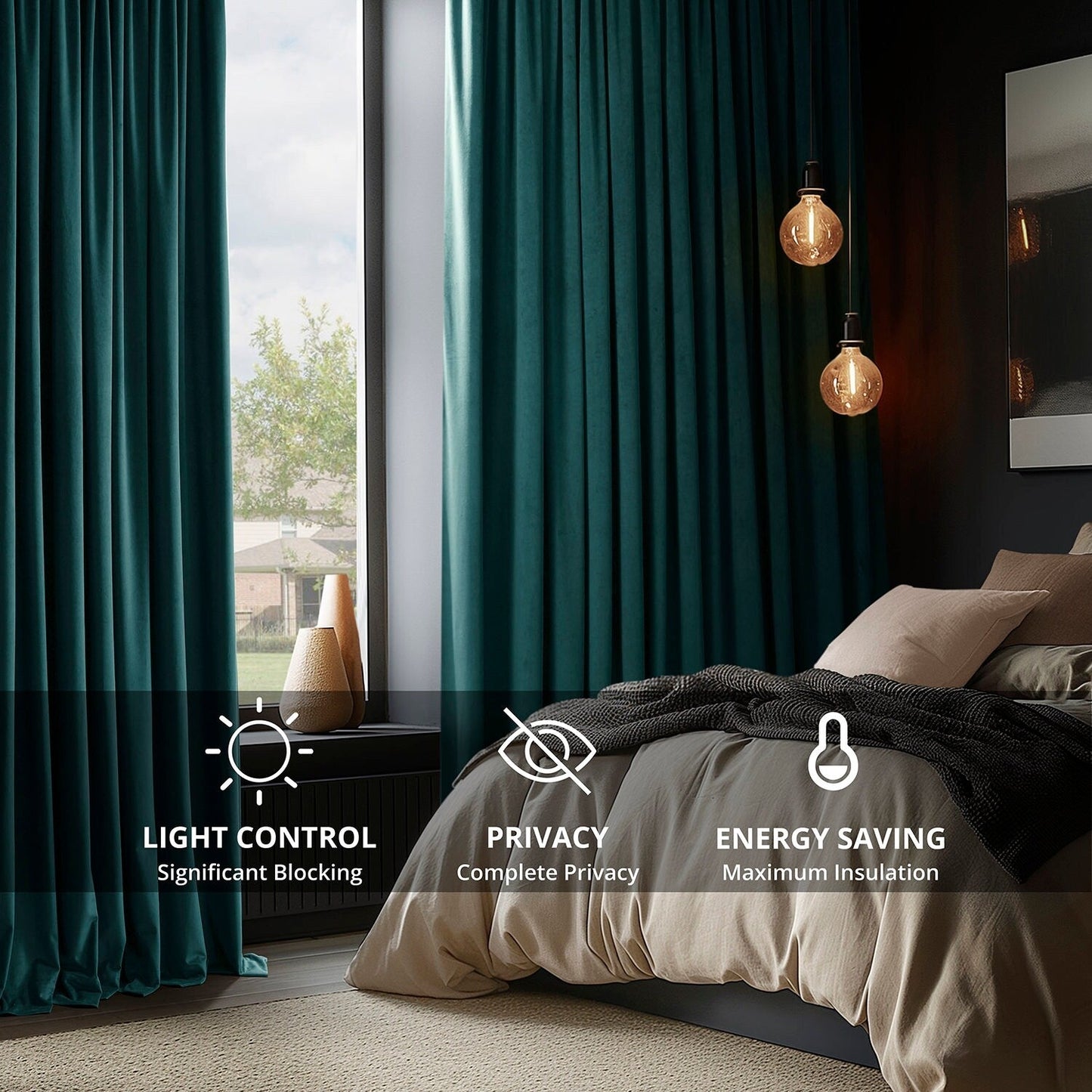 Exclusive Fabrics Signature Extra Wide Blackout Velvet Curtains (1 Panel) - Luxurious Blackout Drapes