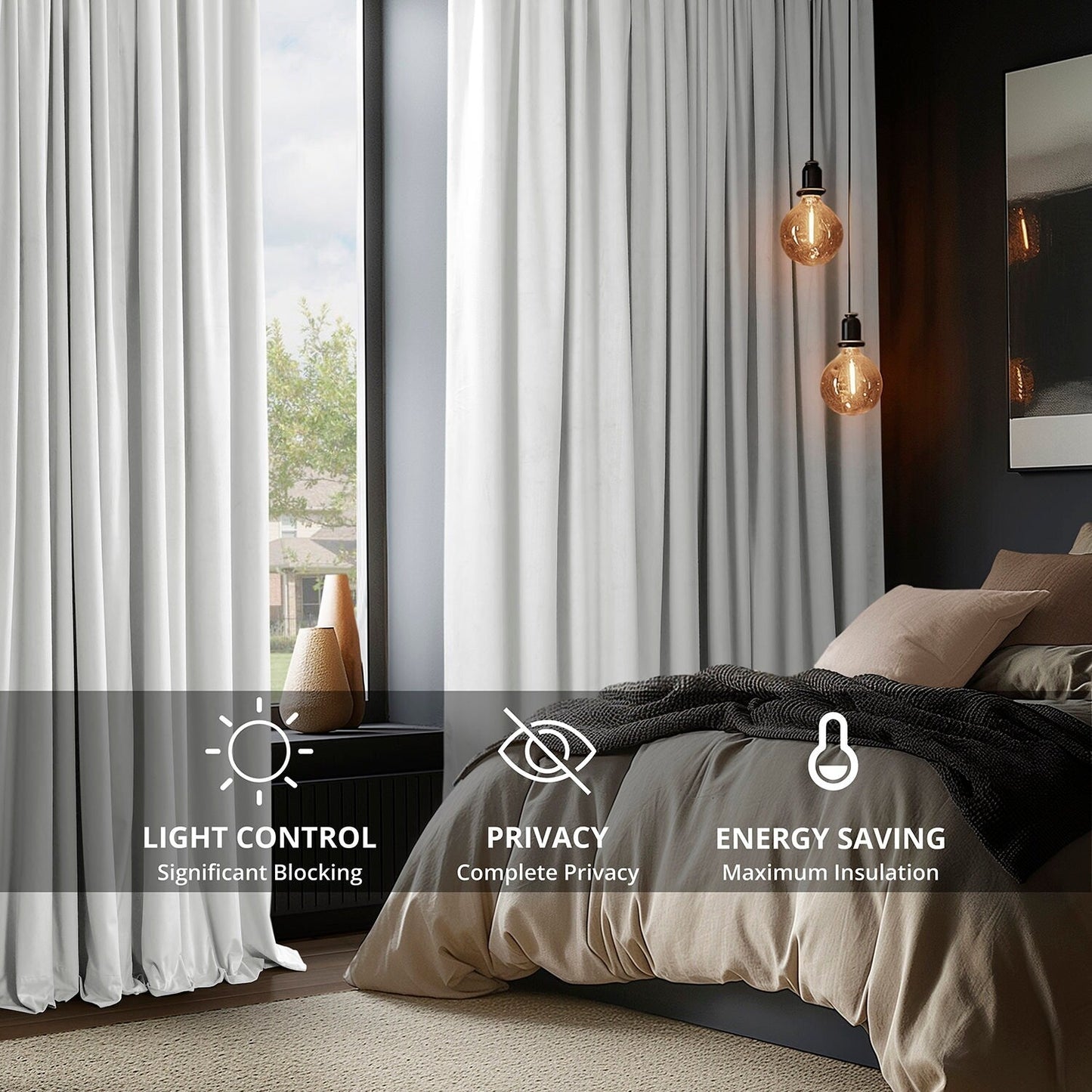 Exclusive Fabrics Signature Extra Wide Blackout Velvet Curtains (1 Panel) - Luxurious Blackout Drapes