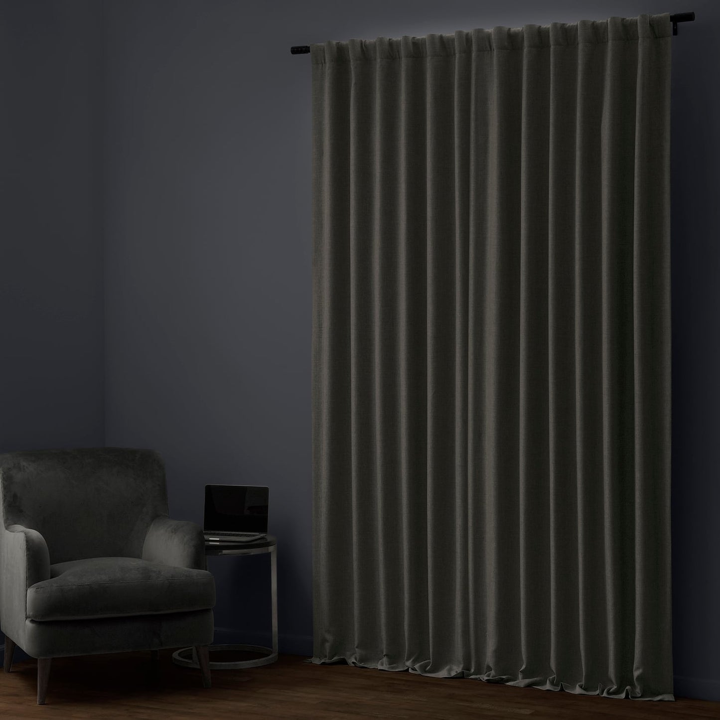 Exclusive Fabrics Faux Linen 100% Blackout Curtains Heat and Light Blocking - (1 Panel)
