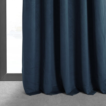 Exclusive Fabrics Signature Midnight Blue Velvet Blackout Curtain Panel