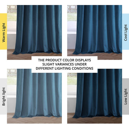 Exclusive Fabrics Simply Velvet Room Darkening Curtains 2 Panels Set - Velvet Window Curtains for Living Room & Bedroom