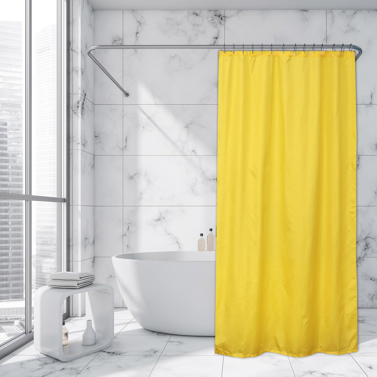 Extra Long Shower Curtain Polyester 12 Rings 79L x 71W