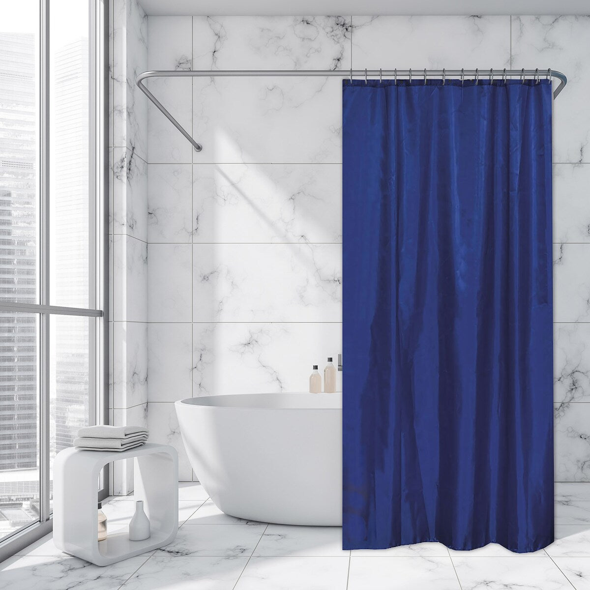 Extra Long Shower Curtain Polyester 12 Rings 79L x 71W