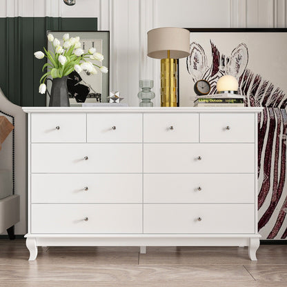 10 Drawer Double Dresser for Bedroom White Dresser Wide Storage