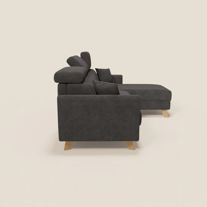 Francy divano letto angolare sfoderabile - penisola contenitore e poggiatesta reclinabili in tessuto smacchiabile T17 antracite