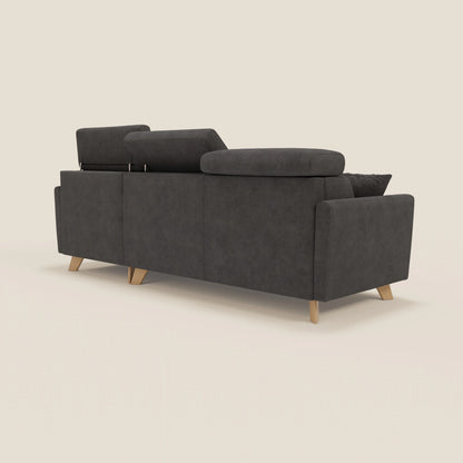 Francy divano letto angolare sfoderabile - penisola contenitore e poggiatesta reclinabili in tessuto smacchiabile T17 antracite