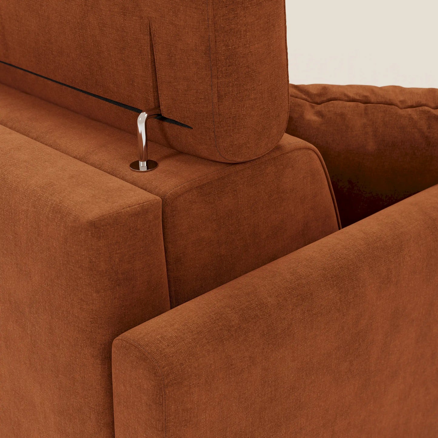 Francy divano letto angolare sfoderabile - penisola contenitore e poggiatesta reclinabili in tessuto smacchiabile T17 arancio