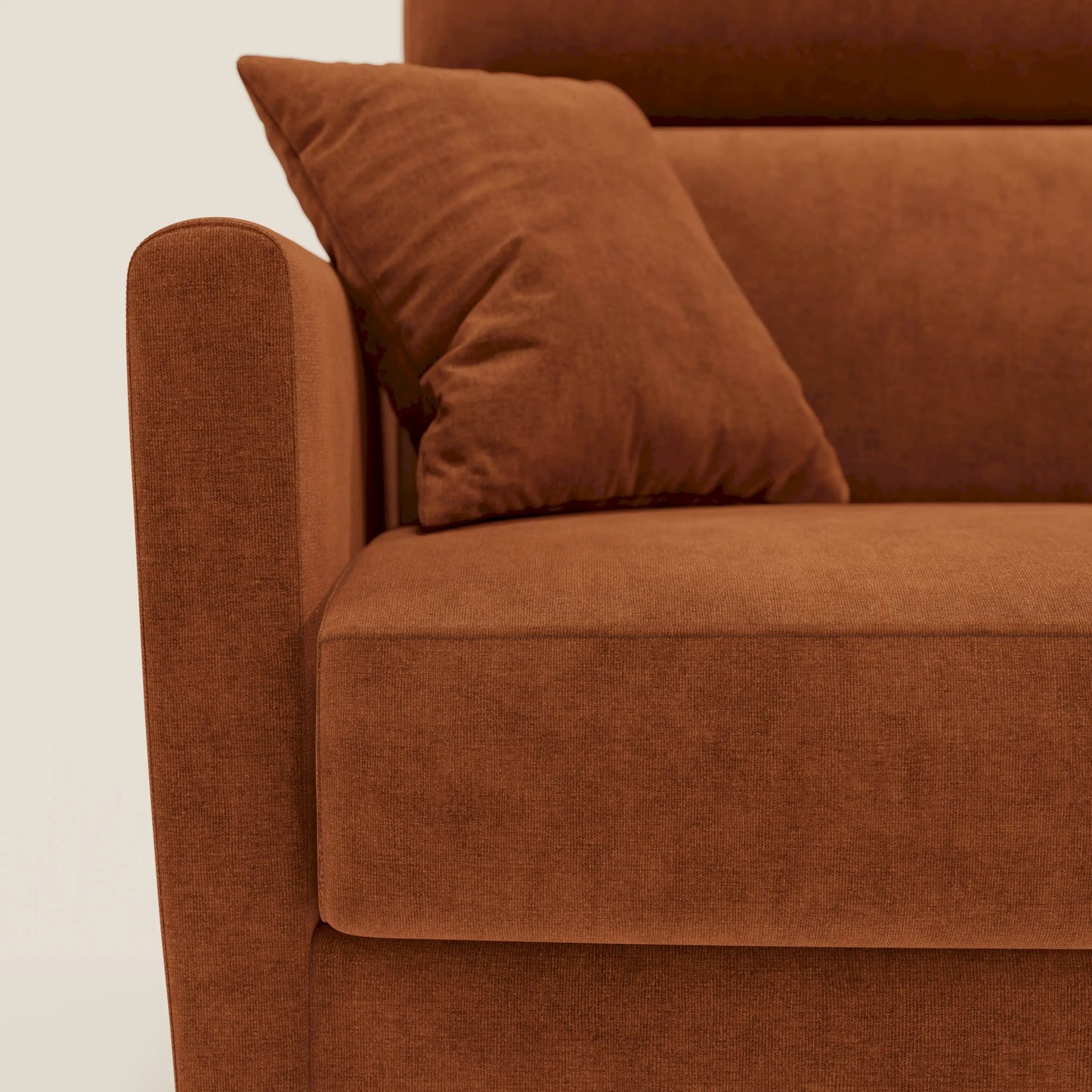 Francy divano letto angolare sfoderabile - penisola contenitore e poggiatesta reclinabili in tessuto smacchiabile T17 arancio