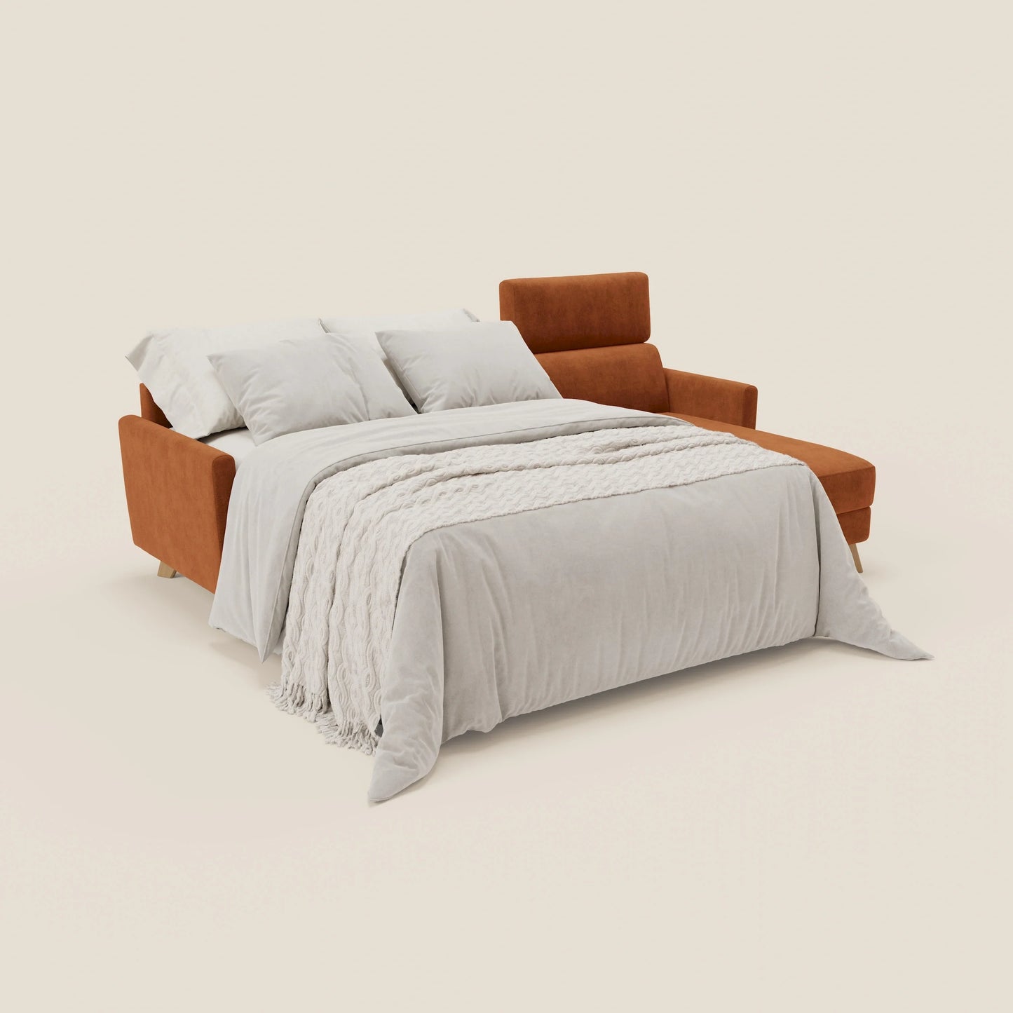 Francy divano letto angolare sfoderabile - penisola contenitore e poggiatesta reclinabili in tessuto smacchiabile T17 arancio