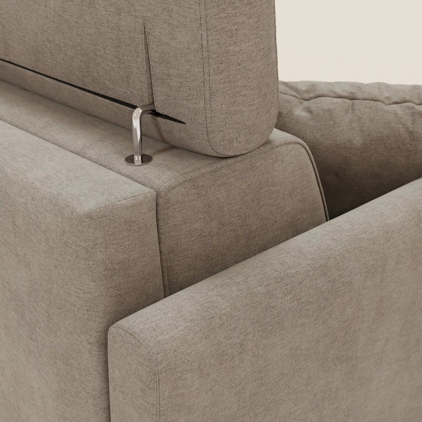 Francy divano letto angolare sfoderabile - penisola contenitore e poggiatesta reclinabili in tessuto smacchiabile T17 beige