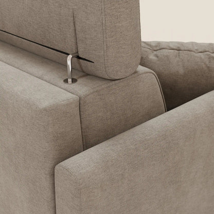 Francy divano letto angolare sfoderabile - penisola contenitore e poggiatesta reclinabili in tessuto smacchiabile T17 beige