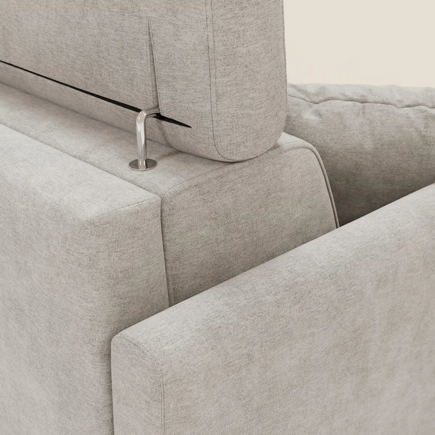 Francy divano letto angolare sfoderabile - penisola contenitore e poggiatesta reclinabili in tessuto smacchiabile T17 bianco