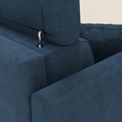 Francy divano letto angolare sfoderabile - penisola contenitore e poggiatesta reclinabili in tessuto smacchiabile T17 blu