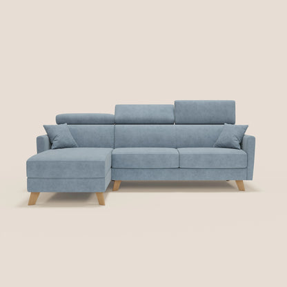 Francy divano letto angolare sfoderabile - penisola contenitore e poggiatesta reclinabili in tessuto smacchiabile T17 carta da zucchero