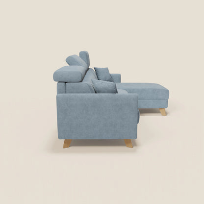 Francy divano letto angolare sfoderabile - penisola contenitore e poggiatesta reclinabili in tessuto smacchiabile T17 carta da zucchero