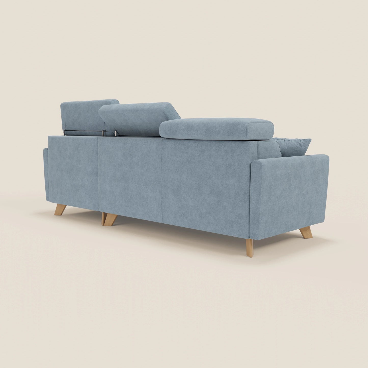 Francy divano letto angolare sfoderabile - penisola contenitore e poggiatesta reclinabili in tessuto smacchiabile T17 carta da zucchero