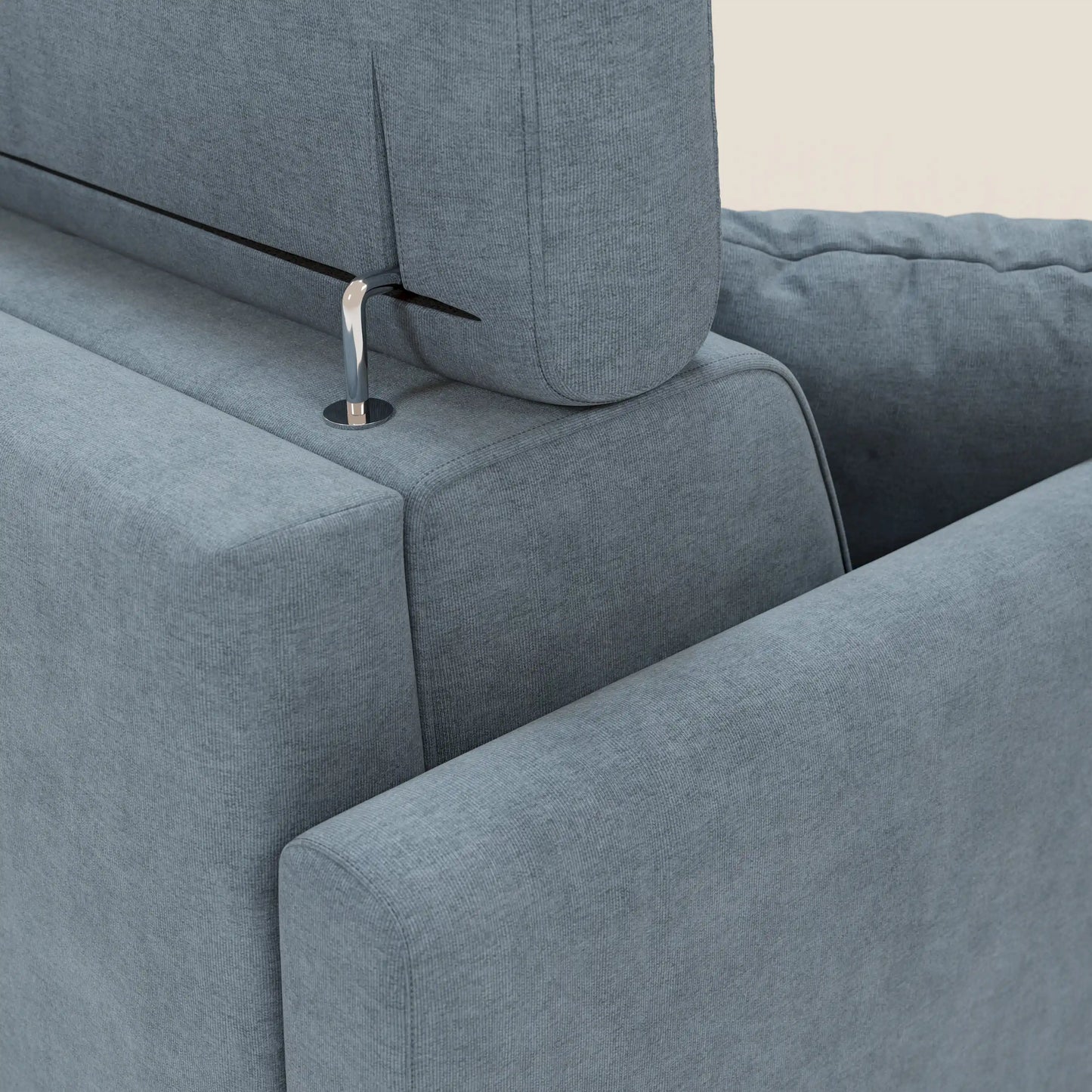 Francy divano letto angolare sfoderabile - penisola contenitore e poggiatesta reclinabili in tessuto smacchiabile T17 carta da zucchero