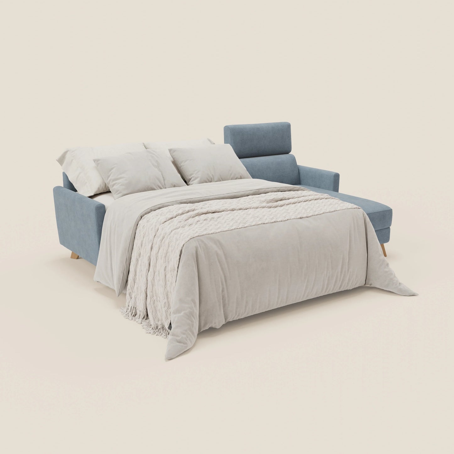 Francy divano letto angolare sfoderabile - penisola contenitore e poggiatesta reclinabili in tessuto smacchiabile T17 carta da zucchero