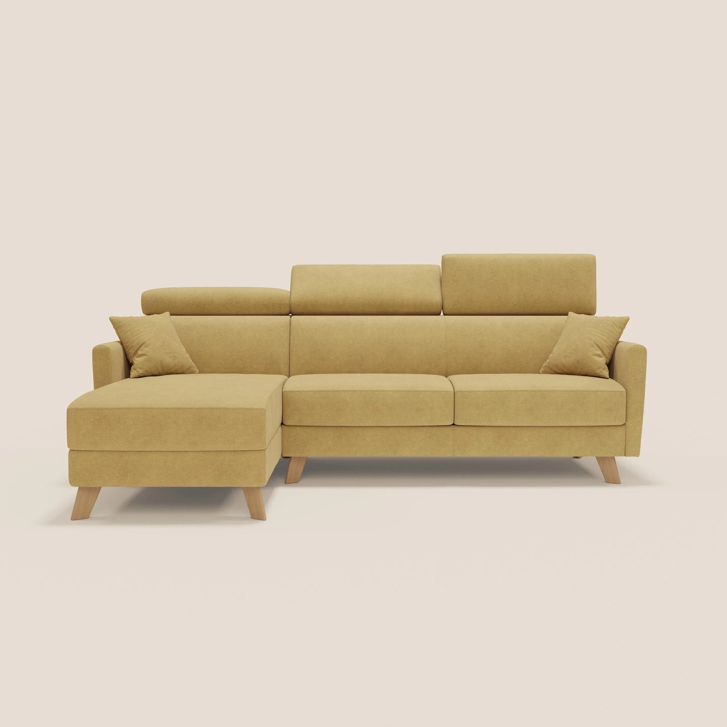 Francy divano letto angolare sfoderabile - penisola contenitore e poggiatesta reclinabili in tessuto smacchiabile T17 giallo