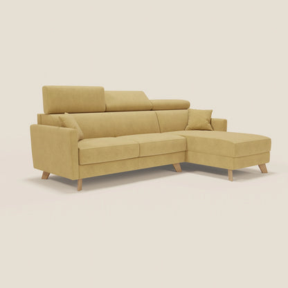 Francy divano letto angolare sfoderabile - penisola contenitore e poggiatesta reclinabili in tessuto smacchiabile T17 giallo