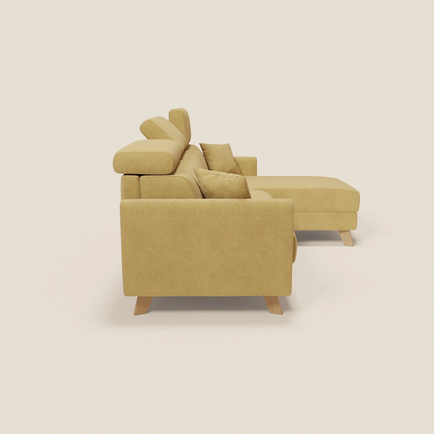 Francy divano letto angolare sfoderabile - penisola contenitore e poggiatesta reclinabili in tessuto smacchiabile T17 giallo