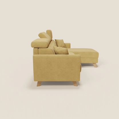 Francy divano letto angolare sfoderabile - penisola contenitore e poggiatesta reclinabili in tessuto smacchiabile T17 giallo