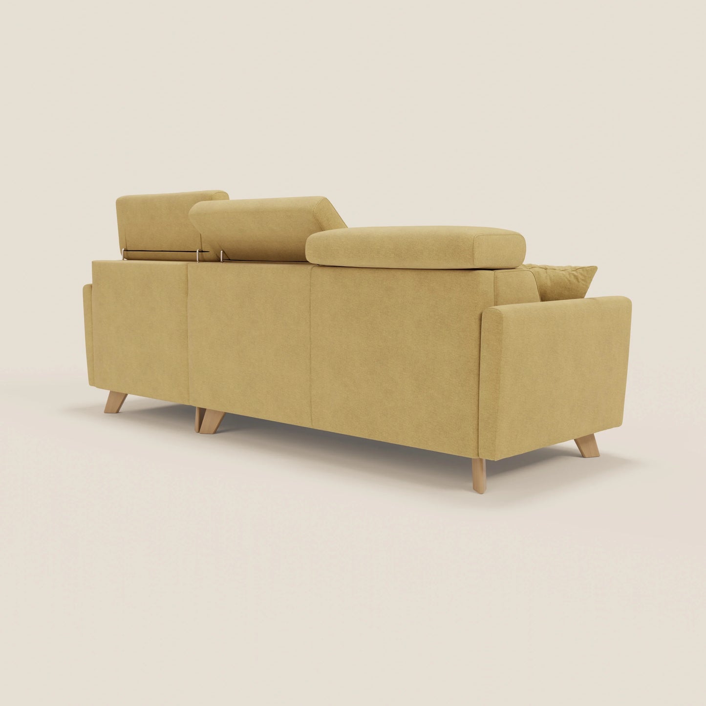 Francy divano letto angolare sfoderabile - penisola contenitore e poggiatesta reclinabili in tessuto smacchiabile T17 giallo