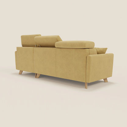 Francy divano letto angolare sfoderabile - penisola contenitore e poggiatesta reclinabili in tessuto smacchiabile T17 giallo