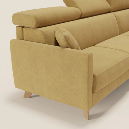 Francy divano letto angolare sfoderabile - penisola contenitore e poggiatesta reclinabili in tessuto smacchiabile T17 giallo