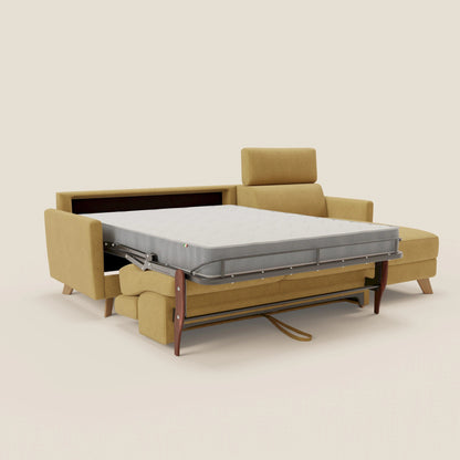 Francy divano letto angolare sfoderabile - penisola contenitore e poggiatesta reclinabili in tessuto smacchiabile T17 giallo