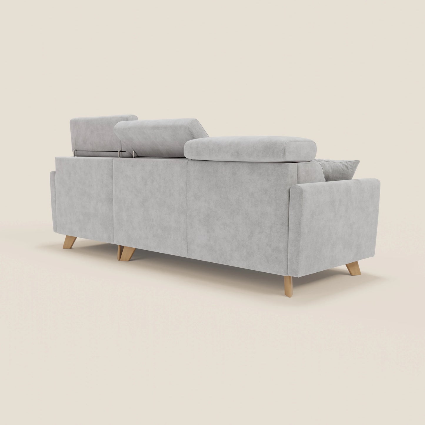 Francy divano letto angolare sfoderabile - penisola contenitore e poggiatesta reclinabili in tessuto smacchiabile T17 grigio