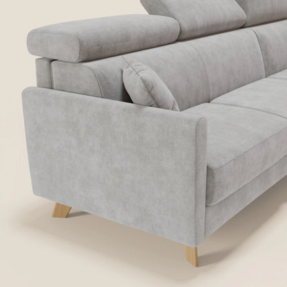 Francy divano letto angolare sfoderabile - penisola contenitore e poggiatesta reclinabili in tessuto smacchiabile T17 grigio