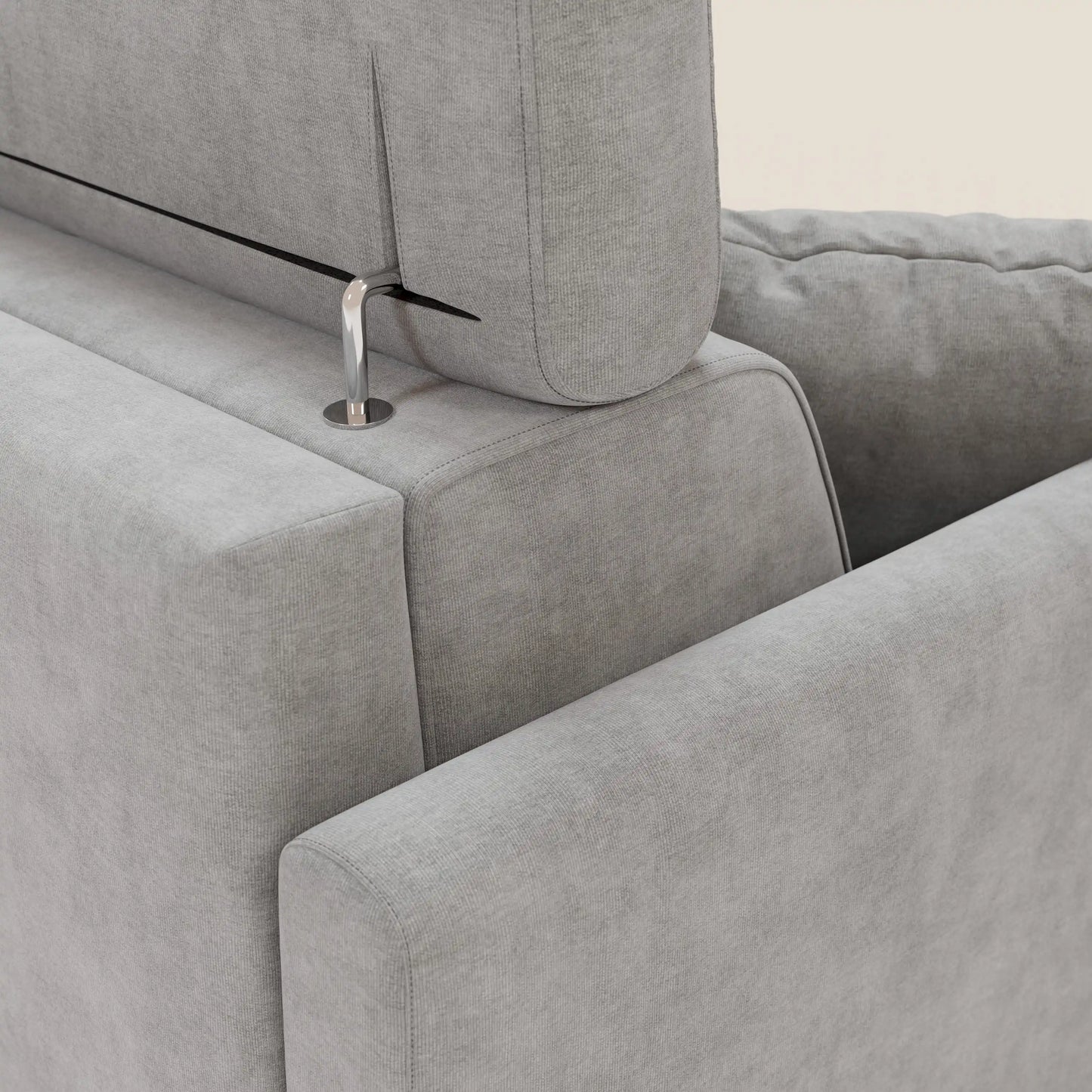 Francy divano letto angolare sfoderabile - penisola contenitore e poggiatesta reclinabili in tessuto smacchiabile T17 grigio