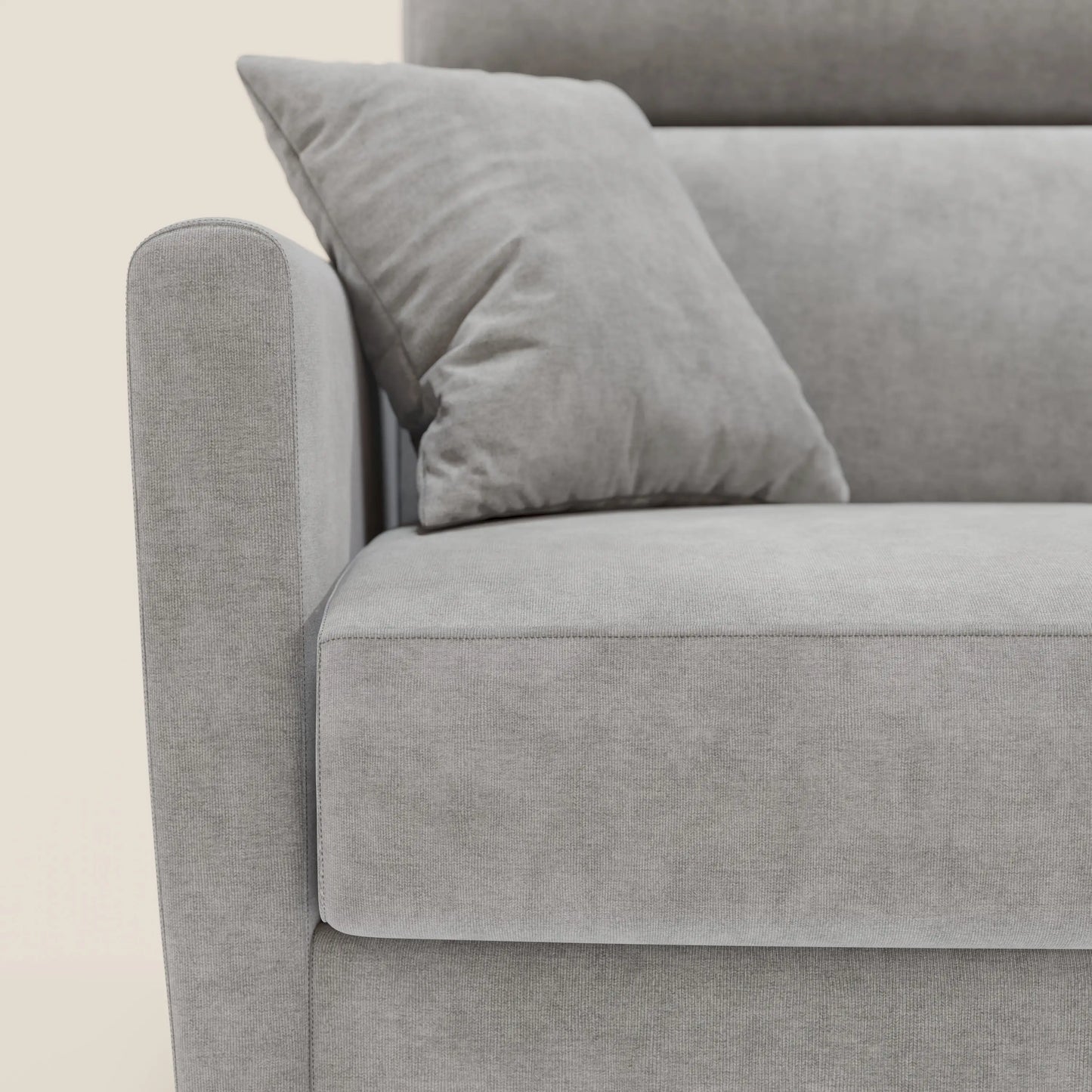 Francy divano letto angolare sfoderabile - penisola contenitore e poggiatesta reclinabili in tessuto smacchiabile T17 grigio