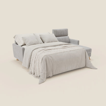 Francy divano letto angolare sfoderabile - penisola contenitore e poggiatesta reclinabili in tessuto smacchiabile T17 grigio