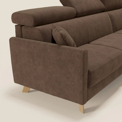 Francy divano letto angolare sfoderabile - penisola contenitore e poggiatesta reclinabili in tessuto smacchiabile T17 marrone