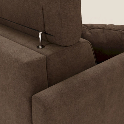 Francy divano letto angolare sfoderabile - penisola contenitore e poggiatesta reclinabili in tessuto smacchiabile T17 marrone