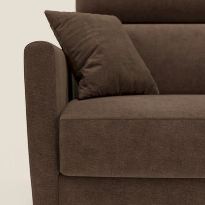 Francy divano letto angolare sfoderabile - penisola contenitore e poggiatesta reclinabili in tessuto smacchiabile T17 marrone