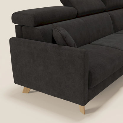 Francy divano letto angolare sfoderabile - penisola contenitore e poggiatesta reclinabili in tessuto smacchiabile T17 nero