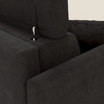 Francy divano letto angolare sfoderabile - penisola contenitore e poggiatesta reclinabili in tessuto smacchiabile T17 nero