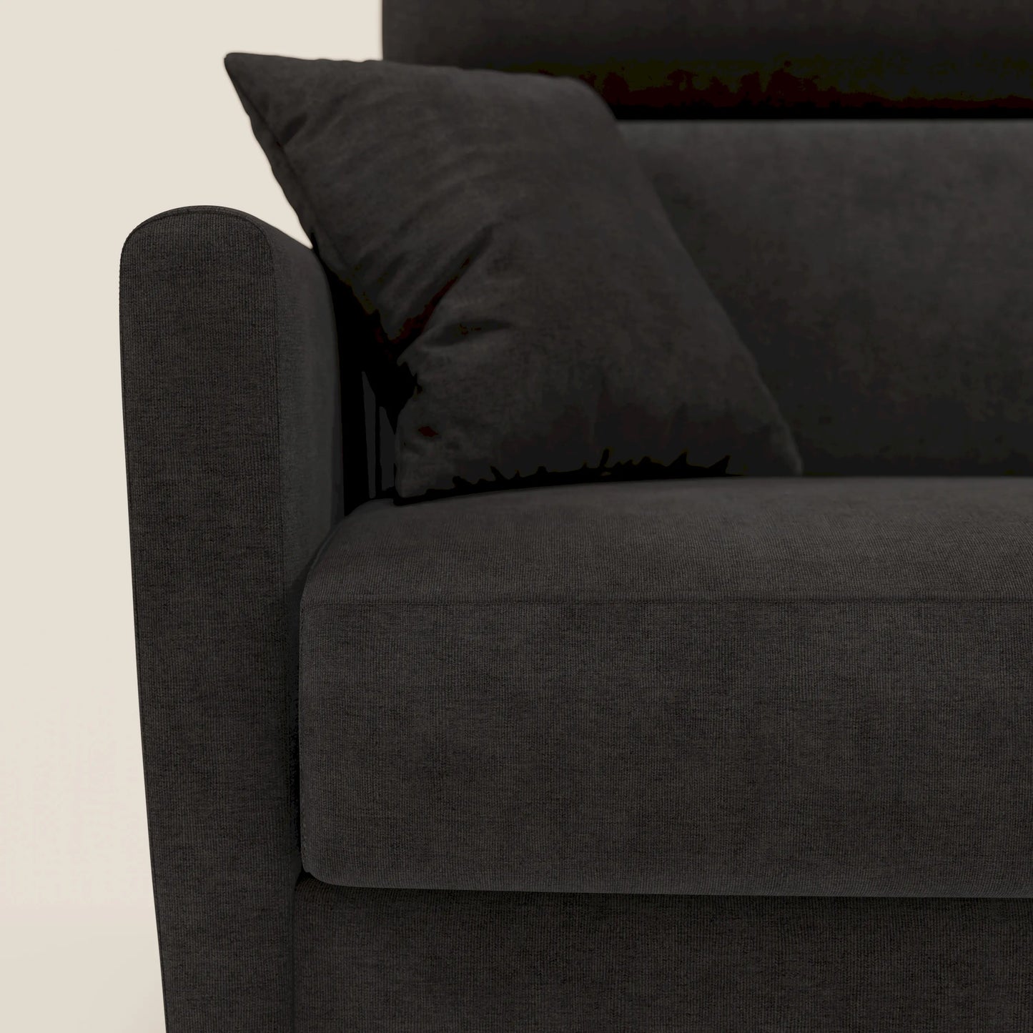 Francy divano letto angolare sfoderabile - penisola contenitore e poggiatesta reclinabili in tessuto smacchiabile T17 nero