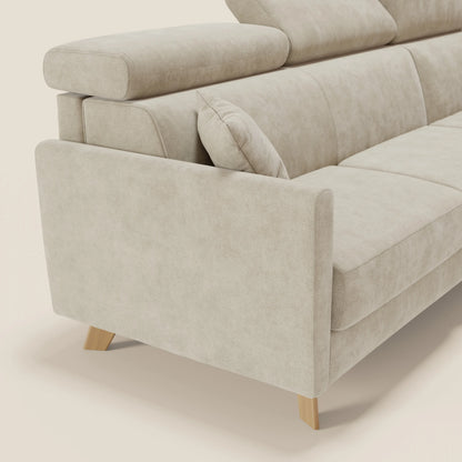 Francy divano letto angolare sfoderabile - penisola contenitore e poggiatesta reclinabili in tessuto smacchiabile T17 panna