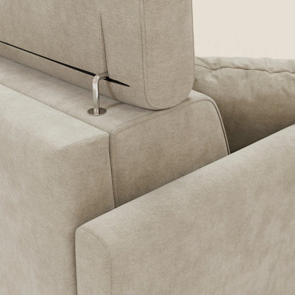 Francy divano letto angolare sfoderabile - penisola contenitore e poggiatesta reclinabili in tessuto smacchiabile T17 panna