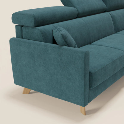 Francy divano letto angolare sfoderabile - penisola contenitore e poggiatesta reclinabili in tessuto smacchiabile T17 petrolio