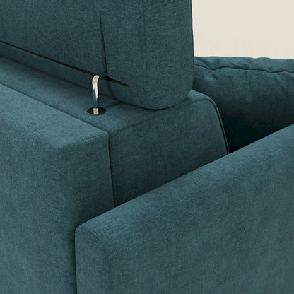 Francy divano letto angolare sfoderabile - penisola contenitore e poggiatesta reclinabili in tessuto smacchiabile T17 petrolio