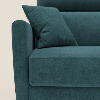 Francy divano letto angolare sfoderabile - penisola contenitore e poggiatesta reclinabili in tessuto smacchiabile T17 petrolio