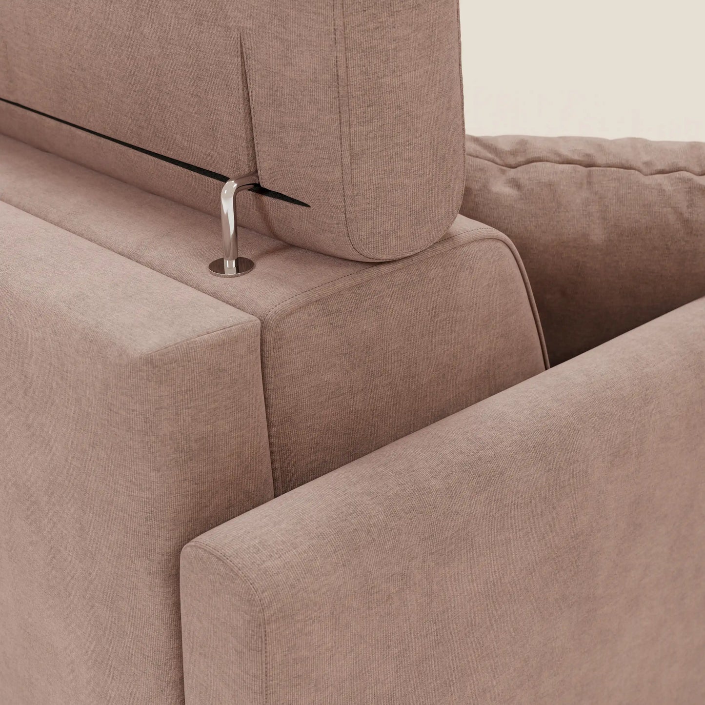 Francy divano letto angolare sfoderabile - penisola contenitore e poggiatesta reclinabili in tessuto smacchiabile T17 rosa