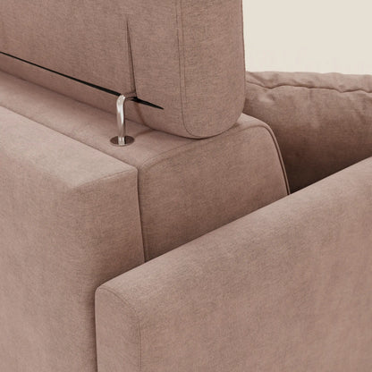 Francy divano letto angolare sfoderabile - penisola contenitore e poggiatesta reclinabili in tessuto smacchiabile T17 rosa